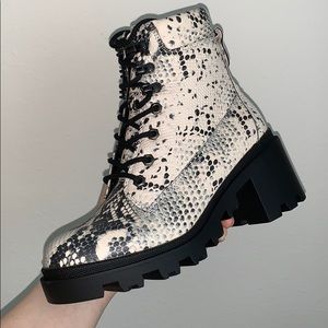 Madden Girl Snakeskin Combat Boots